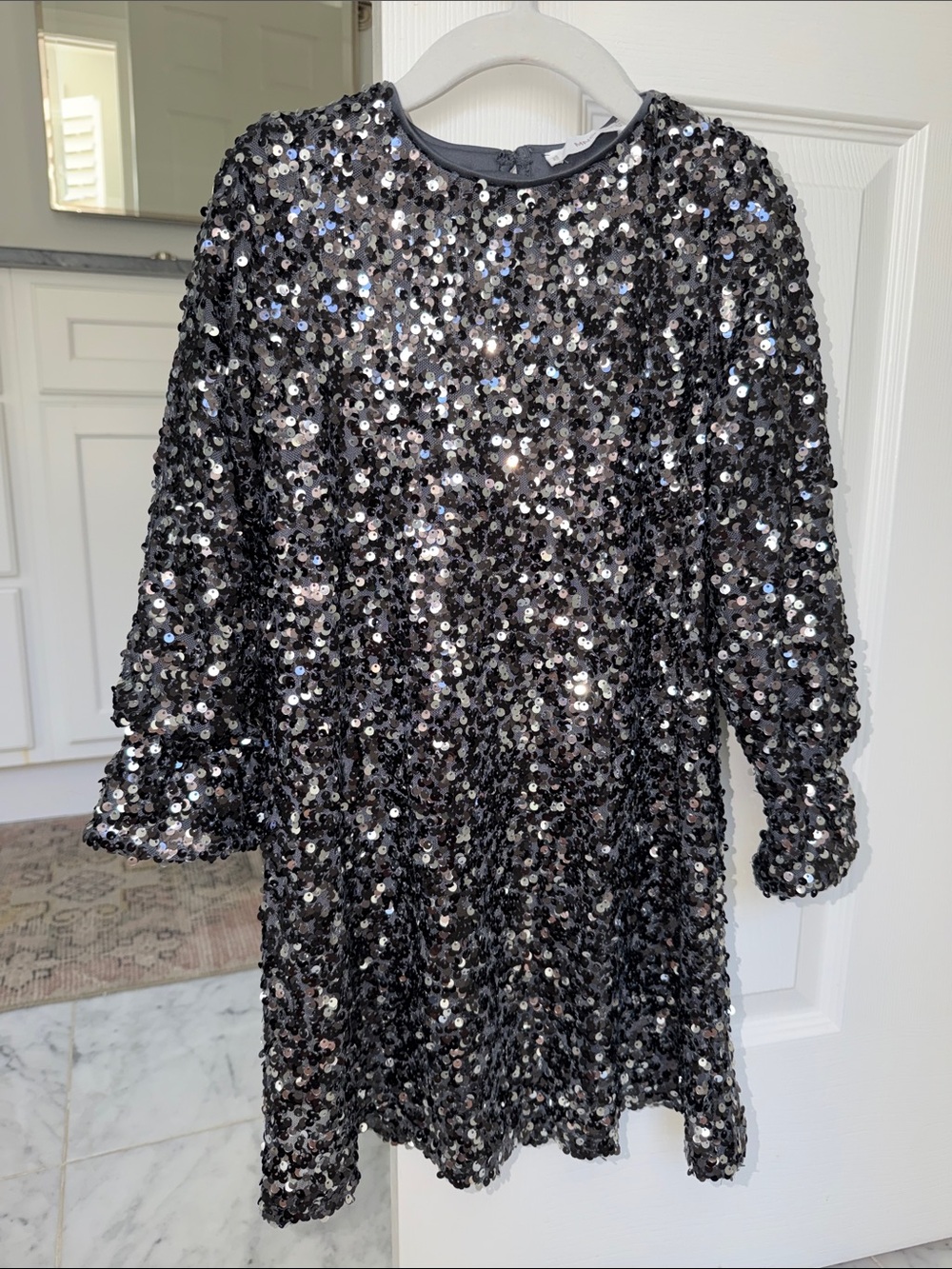Mango girls’ black sparkly sequin party dress